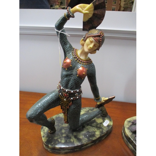 39 - Two Art Deco style resin figures of dancing ladies in standard posts, on faux marble bases
Location:... 