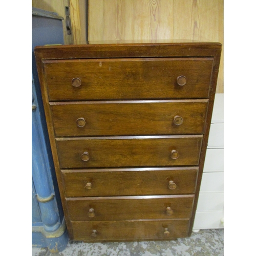 45 - A mid 20th century walnut six drawer chest of small proportions and a white painted pine ten drawer ... 