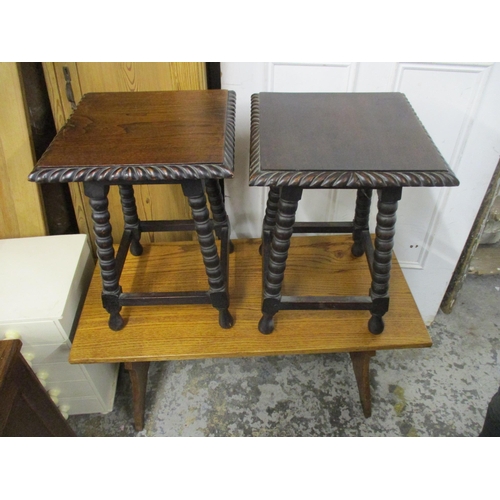 46 - A pair of early 20th century carved oak occasional table, an oak panelled chest and a mid 20th centu... 