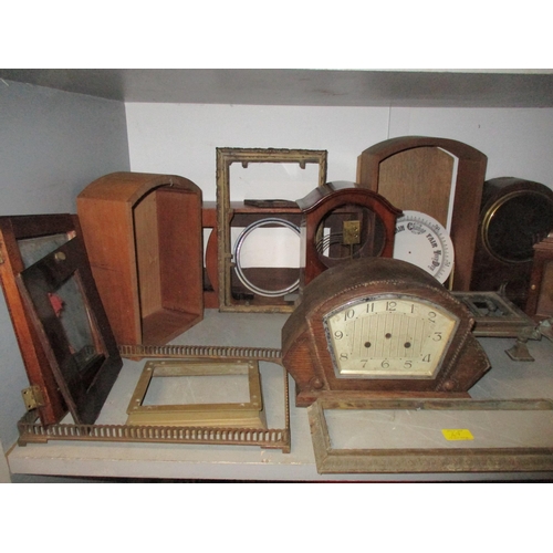 49 - A quantity of Victorian and later clock cases, parts and other accessories to include mantle clocks ... 