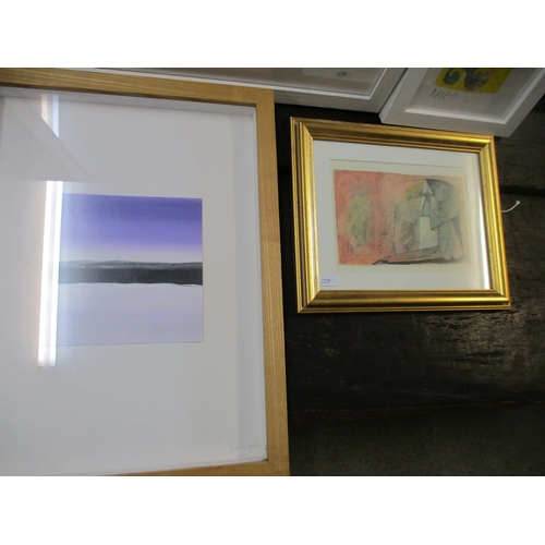 51 - A selection of framed and glazed modernist art, to include paintings and signed prints, to include a... 