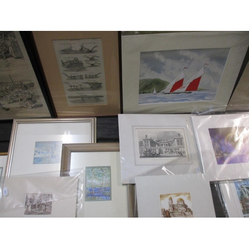 52 - A mixed lot of framed and glazed and unframed prints and other pictures to include one depicting Spa... 