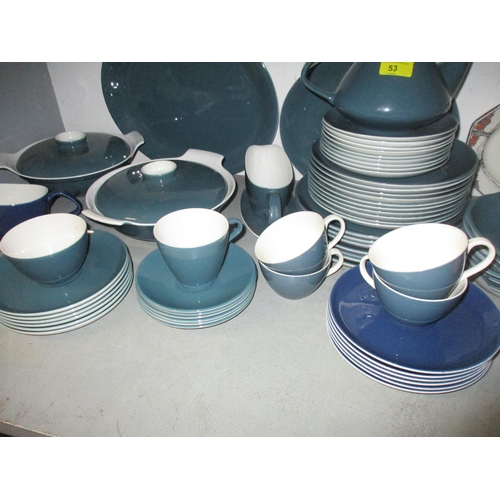 53 - Ceramics to include Poole pottery two tone Blue Moon part tea and dinner service, Crown Ducal Orange... 