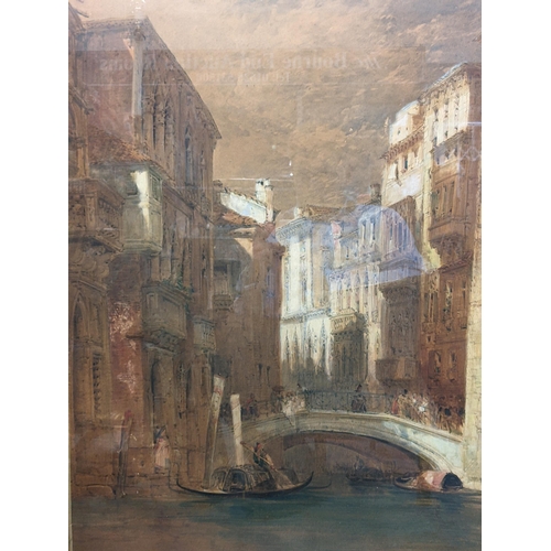 13 - 19th century Venetian school - a Venetian canal scene with a bridge and gondolas, 57cm x 74cm, frame... 