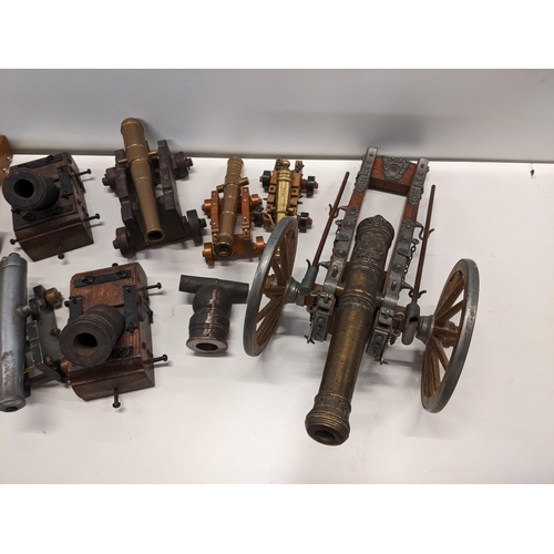 20 - A selection of model cannons to include two models of 19th century British Coehorn Mortar cannons Lo... 