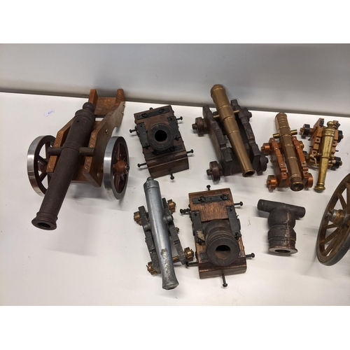 20 - A selection of model cannons to include two models of 19th century British Coehorn Mortar cannons Lo... 