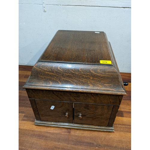 270 - THIS ITEM IS WITHDRAWN - A His Masters Voice oak cased table top gramophone together with mixed reco... 