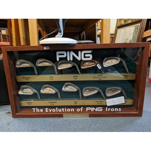 281 - A cased display of Ping golf club heads together with an anglepoise lamp
Location: A1F