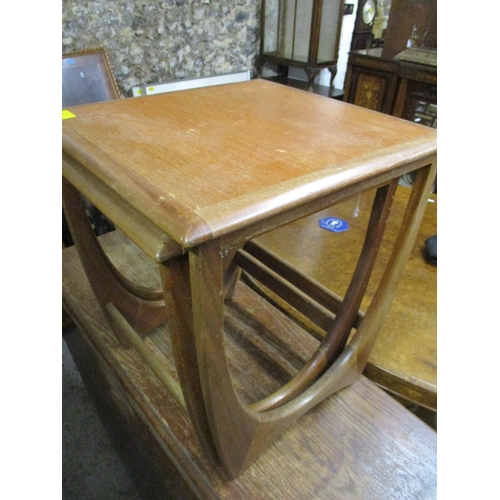 40 - Two of a nest of retro G-plan occasional table, and an oak gate leg barley twist table, 74.5cm x 106... 