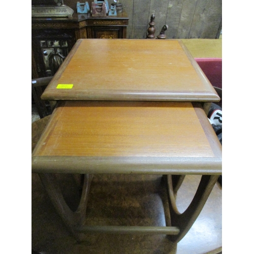 40 - Two of a nest of retro G-plan occasional table, and an oak gate leg barley twist table, 74.5cm x 106... 