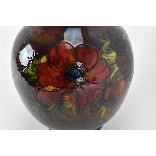 1 - A large Walter Moorcroft flambe glazed pottery vase, in the 'anemone' pattern, of globular form with... 