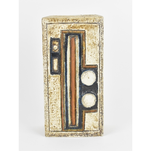 28 - A Troika pottery vase, circa 1970s, possibly by Mary Baker, of rectangular form with textured light ... 