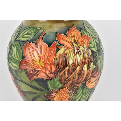 4 - A Moorcroft pottery 'Flame of the Forest' vase designed by Philip Gibson, 1997, of ovoid form, the u... 