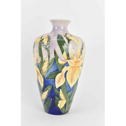 6 - A tall Moorcroft pottery vase in the 'Windrush' pattern, designed by Debbie Hancock, 2000, decorated... 