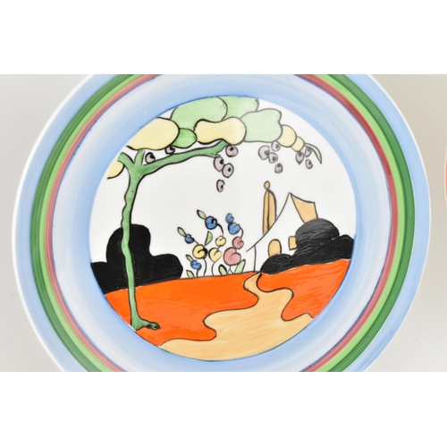 77 - A collection of seven hand painted Wedgwood prototype plates in the Bizarre living landscape series ... 