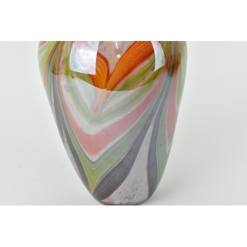 91 - A Murano aventurine glass vase, of ovoid form with everted rim, the body with green and orange tones... 