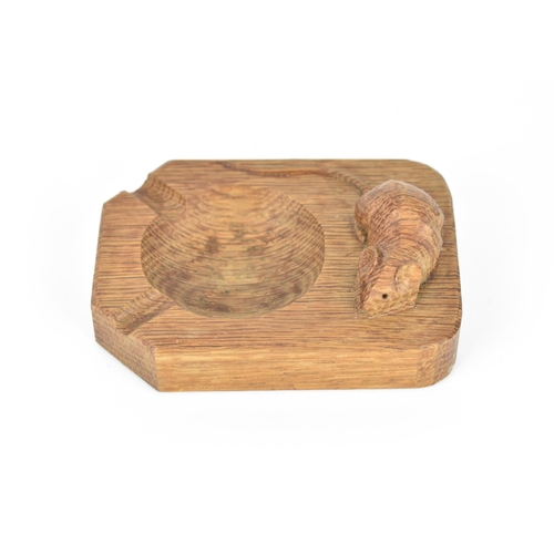 96 - Robert Thompson of Kilburn (1876-1955) Mouseman ashtray, oak, with carved mouse signature, 10.4 cm w... 