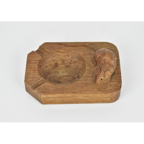 96 - Robert Thompson of Kilburn (1876-1955) Mouseman ashtray, oak, with carved mouse signature, 10.4 cm w... 