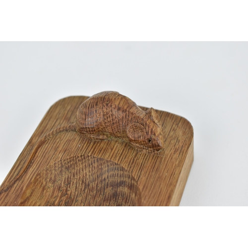 96 - Robert Thompson of Kilburn (1876-1955) Mouseman ashtray, oak, with carved mouse signature, 10.4 cm w... 