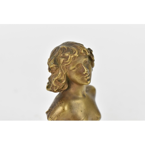 118 - A small cast bronze female bust designed by Joe Descomps, (French,1872-1948), modelled in the art no... 