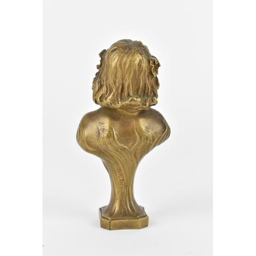 118 - A small cast bronze female bust designed by Joe Descomps, (French,1872-1948), modelled in the art no... 