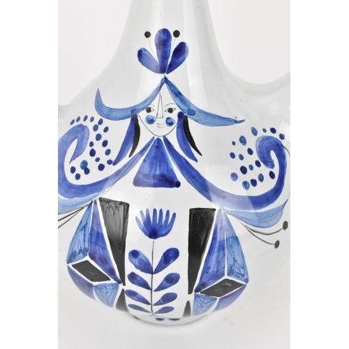 127 - Roger Capron (1922-2006), a 1950's Vallauris porcelain flagon vase, with painted figural subject of ... 