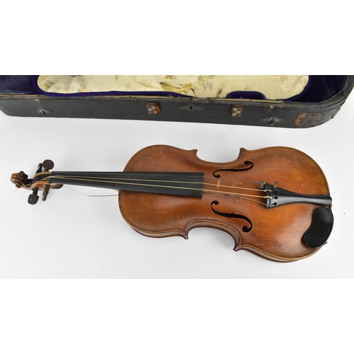 173 - A late 19th century English violin by Dearlove, Leeds, 1884, with one piece back, 4/4 size, with mak... 