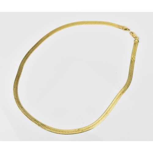 186 - An 18ct yellow gold herringbone chain necklace, 43.5 c long, weight 16.5 grams