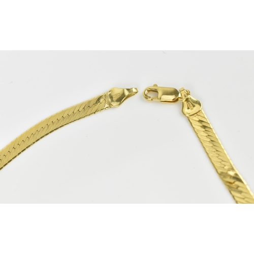 186 - An 18ct yellow gold herringbone chain necklace, 43.5 c long, weight 16.5 grams