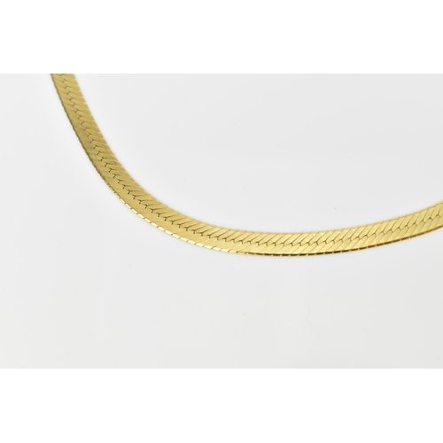 186 - An 18ct yellow gold herringbone chain necklace, 43.5 c long, weight 16.5 grams