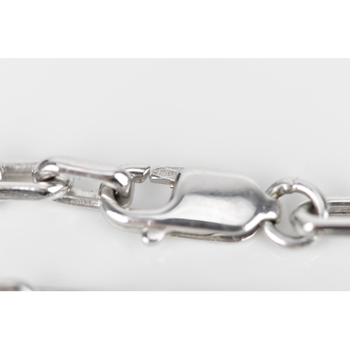 188 - An 18ct white gold and diamond necklace, with cable chain and cube links set with eight brilliant cu... 