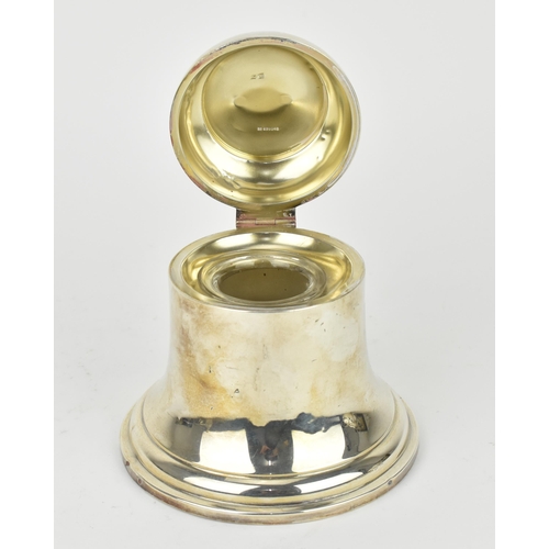 204 - A George V silver 'bell' inkwell by A & J Zimmerman Ltd, Birmingham 1912, the domed hinged lid openi... 