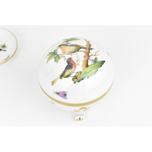 113 - A small collection of Herend porcelain in the 'Rothschild bird' pattern, to include a circular tray ... 