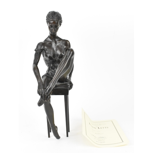 130 - john Letts (1930-2010) British
'Repose', original dark patinated bronze sculpture of a ballerina dan... 