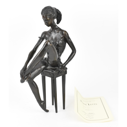 130 - john Letts (1930-2010) British
'Repose', original dark patinated bronze sculpture of a ballerina dan... 