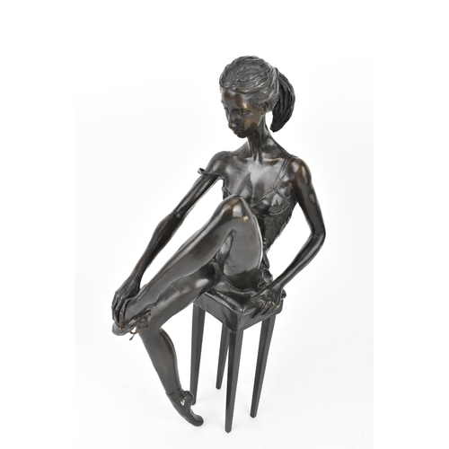 130 - john Letts (1930-2010) British
'Repose', original dark patinated bronze sculpture of a ballerina dan... 