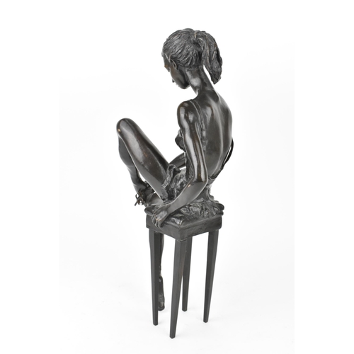 130 - john Letts (1930-2010) British
'Repose', original dark patinated bronze sculpture of a ballerina dan... 