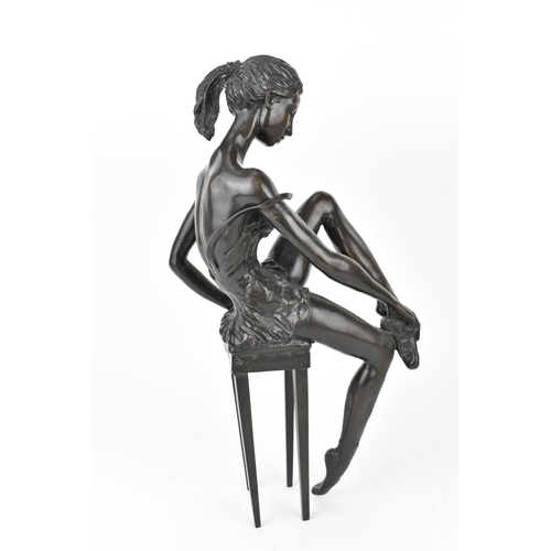 130 - john Letts (1930-2010) British
'Repose', original dark patinated bronze sculpture of a ballerina dan... 