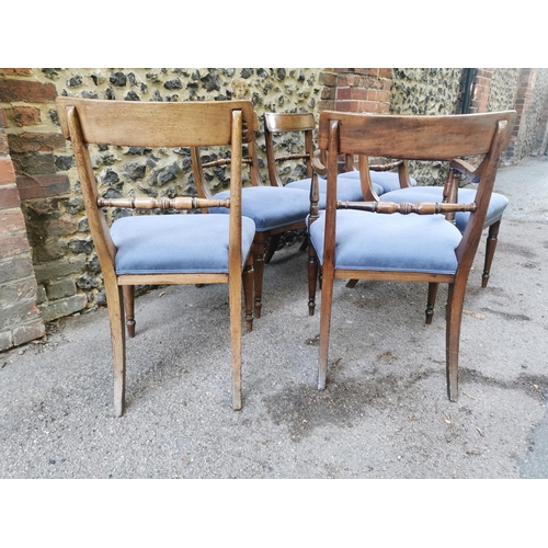 161 - A set of six William IV mahogany bar-back dining chairs, comprising two carvers and four dining chai... 