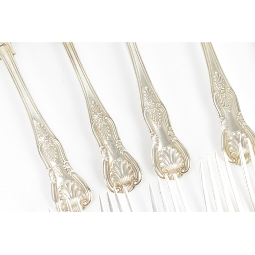 193 - A matched set of Victorian dessert forks and spoons, some by Holland, Aldwinckle & Slater,1897, two ... 