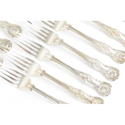 193 - A matched set of Victorian dessert forks and spoons, some by Holland, Aldwinckle & Slater,1897, two ... 