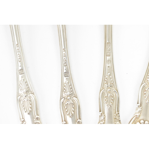 193 - A matched set of Victorian dessert forks and spoons, some by Holland, Aldwinckle & Slater,1897, two ... 