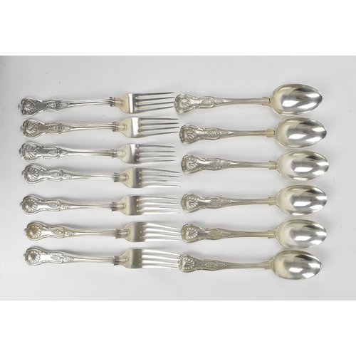 193 - A matched set of Victorian dessert forks and spoons, some by Holland, Aldwinckle & Slater,1897, two ... 