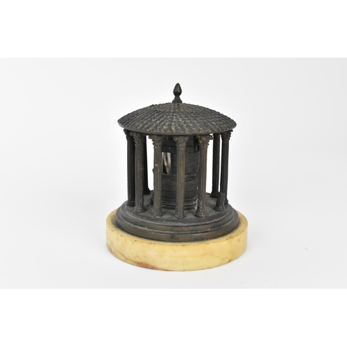 217 - A 19th century Grand Tour patinated bronze inkwell in the shape of a classical rotunda, possibly the... 