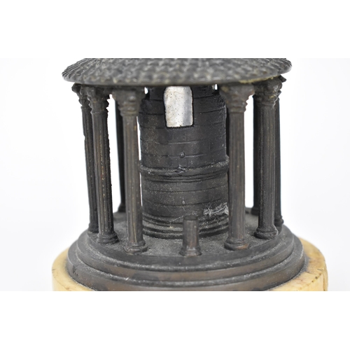 217 - A 19th century Grand Tour patinated bronze inkwell in the shape of a classical rotunda, possibly the... 