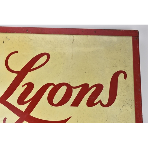 230 - A vintage 'LYONS ICE CREAM' advertising tin sign, reading 'LYONS ICE CREAM SOLD HERE' in red letteri... 