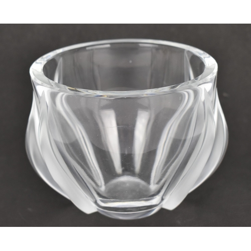 46 - A French Lalique 'two tulip' vase, post 1945, designed with frosted and clear glass, the underside w... 