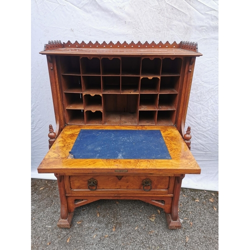 50 - A 19th century Victorian gothic revival style walnut desk, in the manner of A.W.N Pugin (1812-1852),... 