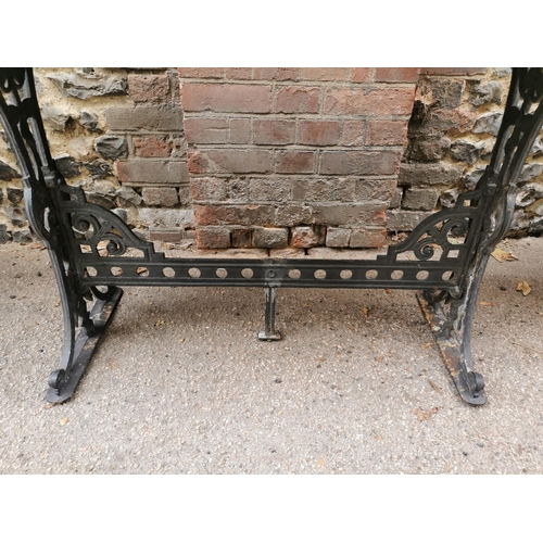 166 - A Victorian cast iron rectangular pub table, with twin-pierced three-leaf clover and floral decorate... 