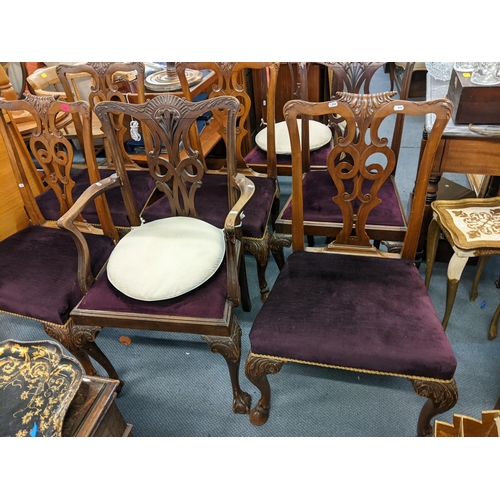 260 - A matched set of late 19th/early 20th century mahogany Chippendale style dining chairs to include fo... 